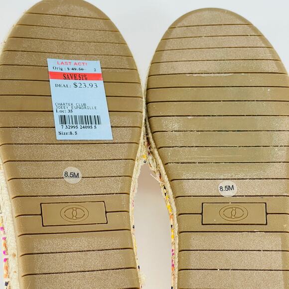 Charter Club Joeey Espadrille Flats Slip Ons - Women's US Size 8.5 - NO BOX- NWT - Picture 9 of 9
